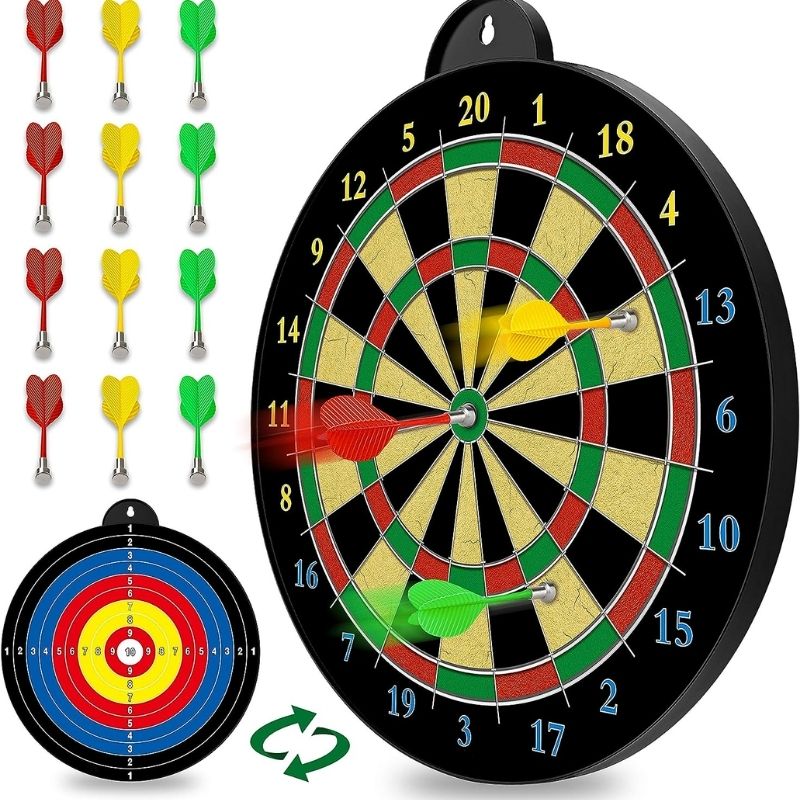 Magnetic Dart Board – 12pcs Magnetic Darts (Red Green Yellow) – Excellent Indoor Game and Party Games – Magnetic Dart Board Toys Gifts for 5 6 7 8 9 10 11 12 Year Old Boy Kids